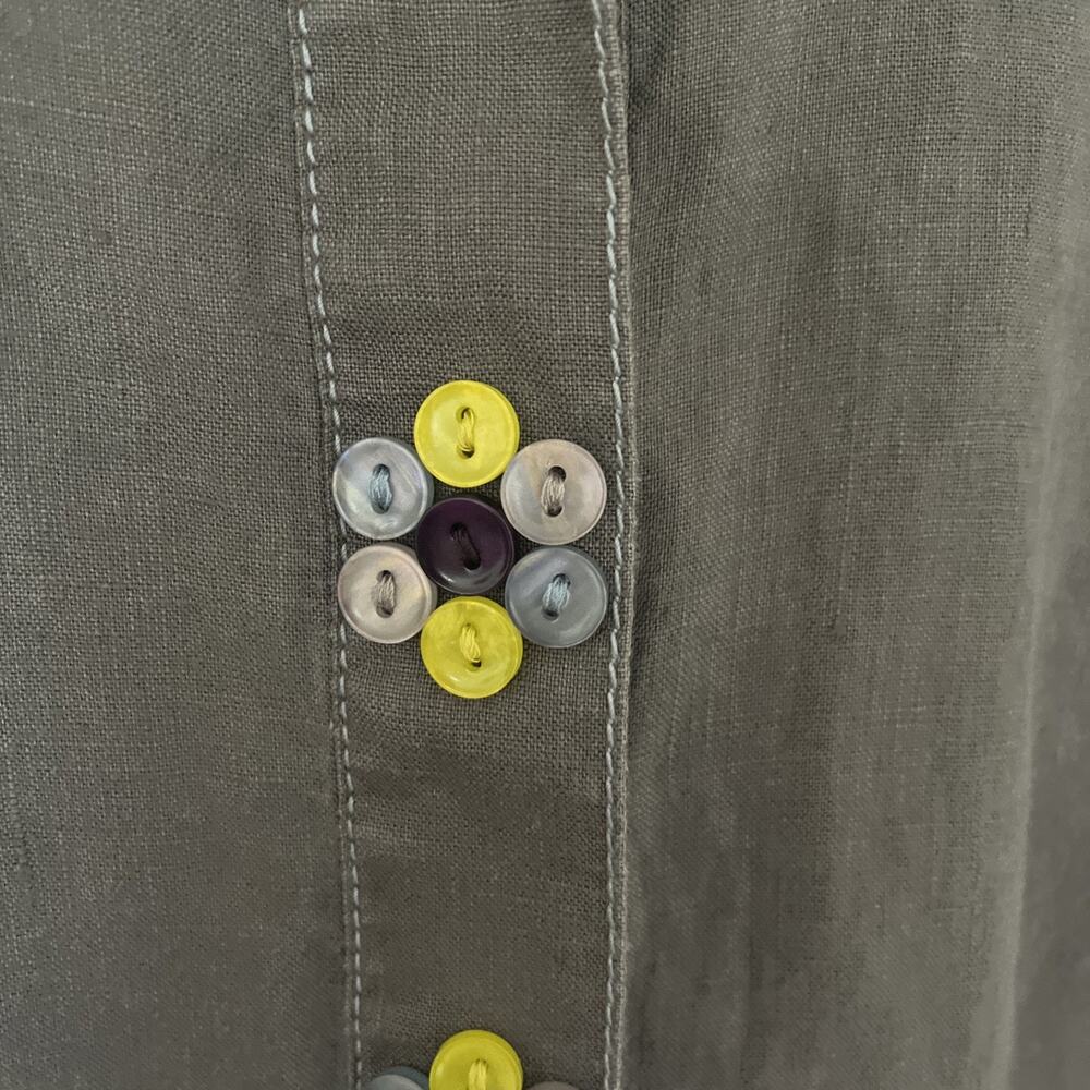 Boden Linen Tunic Size 6 Peter Pan Collar Gray Decorative Buttons - Picture 5 of 11
